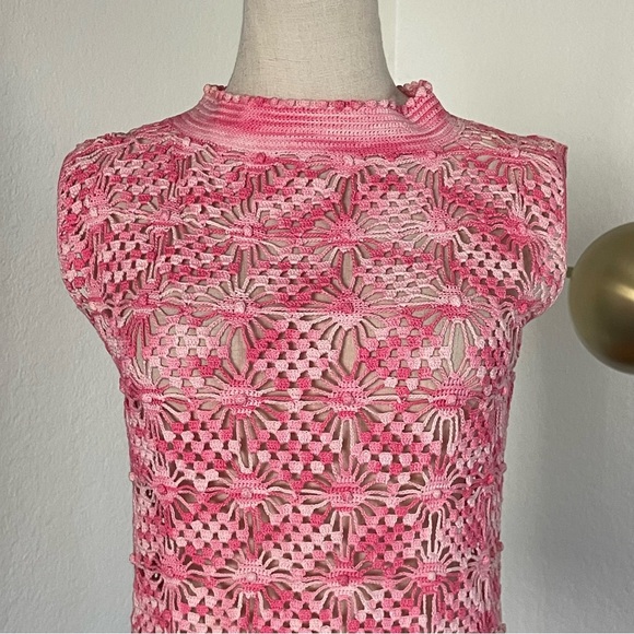 Vintage Hippie Mod Crochet High Neck Top - Picture 5 of 9